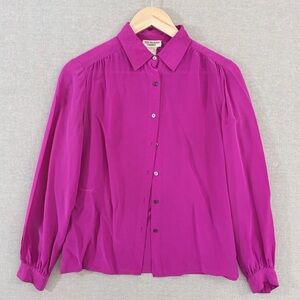 Jack Mulqueen Chemise 100% Silk Shirt Hot Pink 8